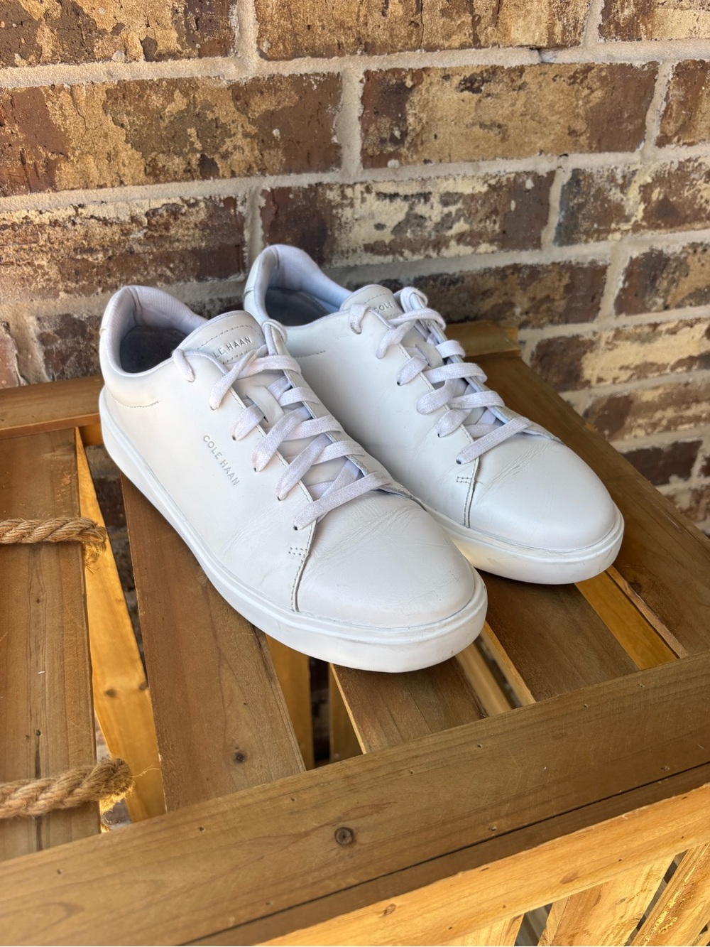 Cole Haan Grand 360 White Leather Lace-Up Sneakers